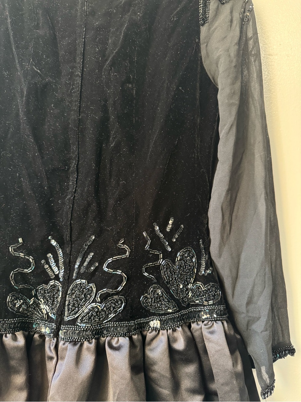 Vintage 80’s Fabrice New York Party Black Beaded Sheer Mini Dress - Picture 13 of 16